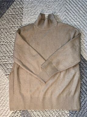H&M Beige Turtleneck Sweater with Side Slits